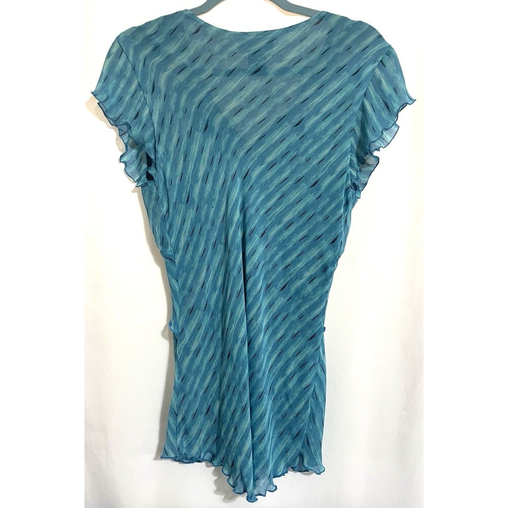 Style & Co Shirt Turquoise Pullover Cap Sleeve Layered Ruffle Vneck Women’s 14 - Picture 4 of 6